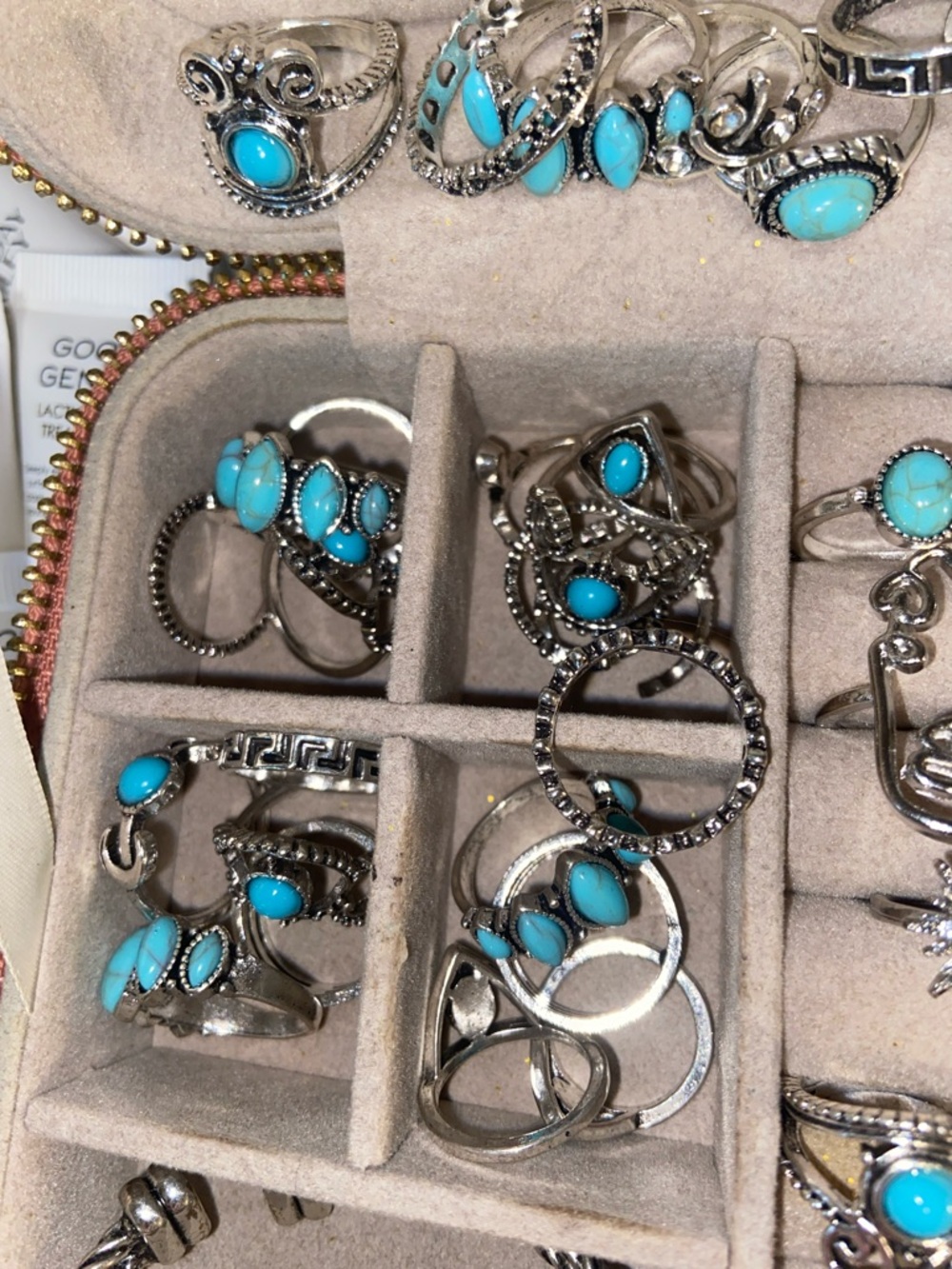 Silvertone Turquoise Set of 5 Assorted - Picture 3 of 6